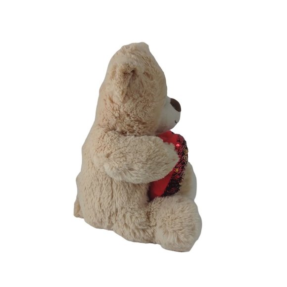 Midwood Flippable Sequin Heart Red/Gold Beige Teddy Bear Plush 12" Stuffed Anima - Picture 4 of 7
